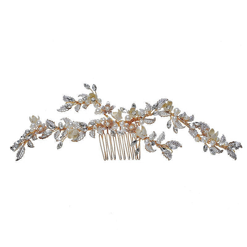 Émilie Wedding Hair Comb Handmade with Austrian Crystals Beads and Pea
