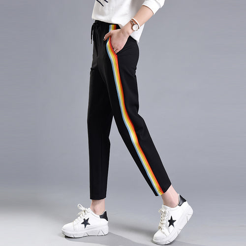 jeans with gold stripe down the side