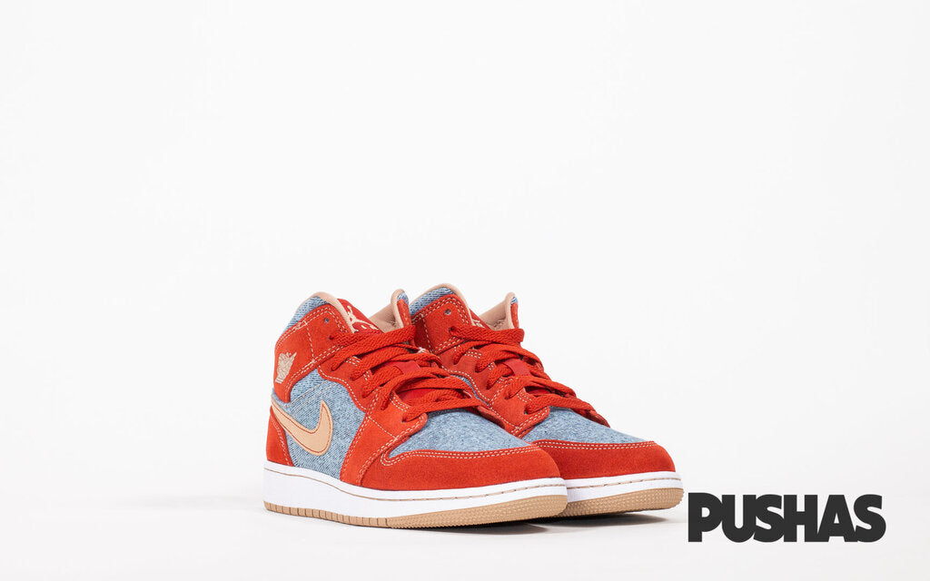 air jordan 1 mid red denim