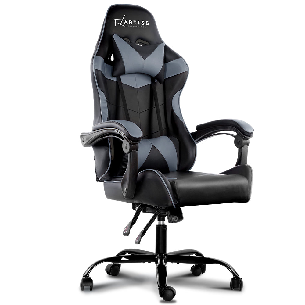 Artiss Office Chair Gaming Chair Computer Chairs Recliner Pu Leather Seat Armrest Black Grey Furniture Office Nextfurniture