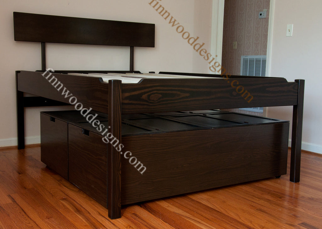 raised twin bed with storage