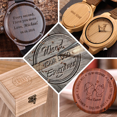 engraving on wooden watch