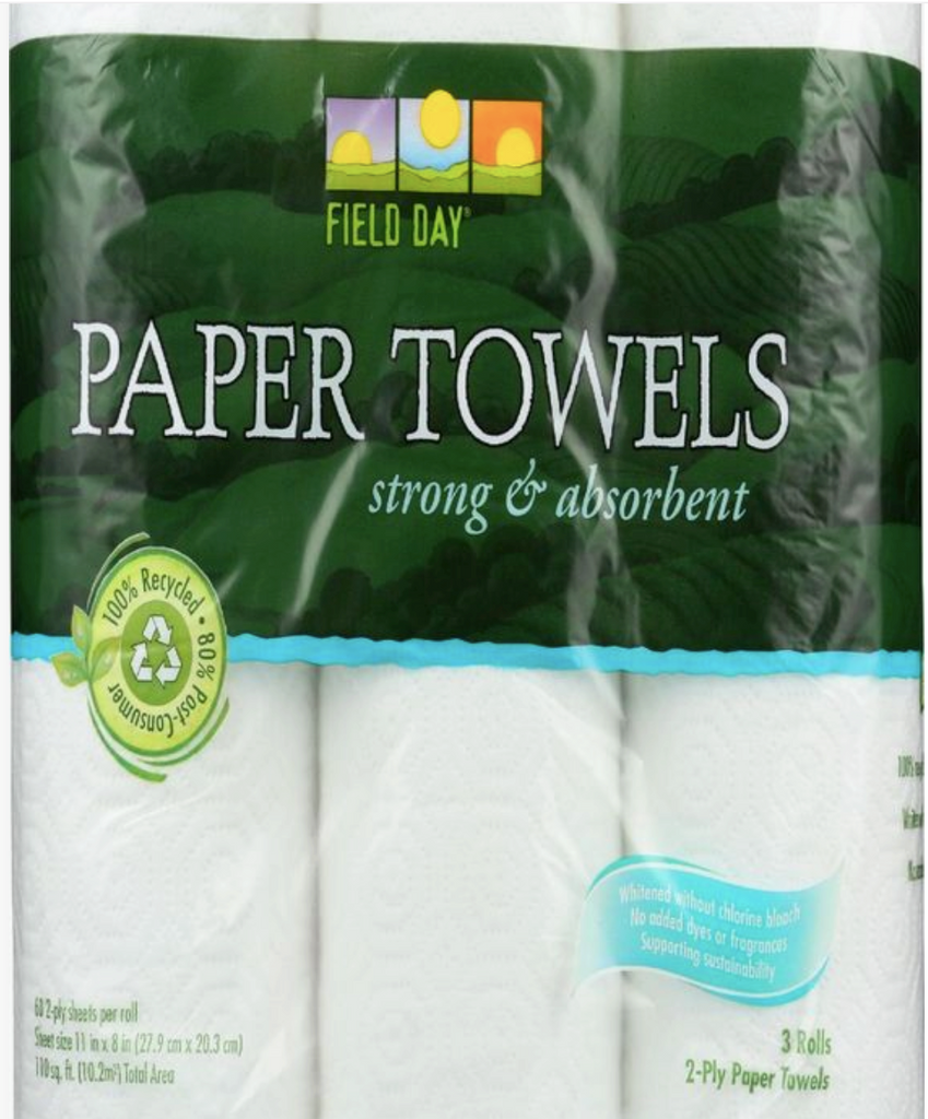 Bulk 30 Rolls Paper Towels Kitchen Towels 100 Recycled by Field Day