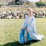 Blue Leaves & Cornflower Classic Muslin Snuggle Blanket