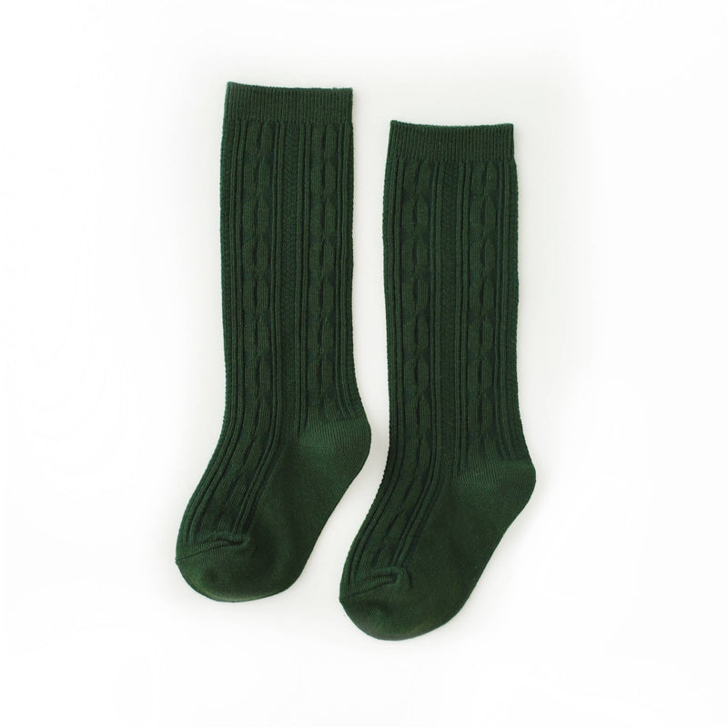 Forest Green Cable Knit Knee Highs Socks