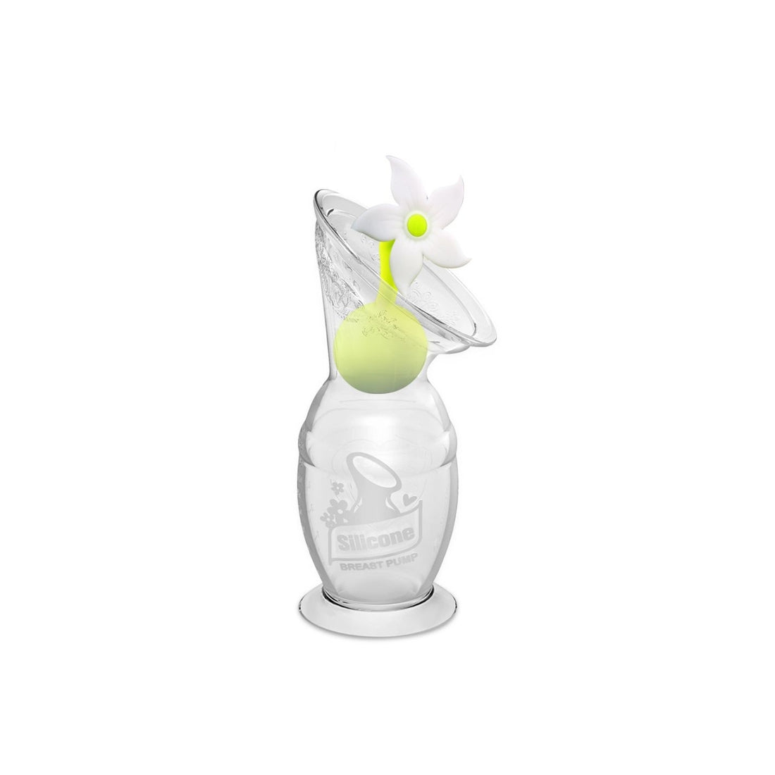 Breast Pump with Suction Cup 150ml + Flower Stopper Set - White