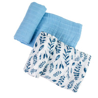 Blue Leaves & Cornflower Classic Muslin Swaddle Blanket Set