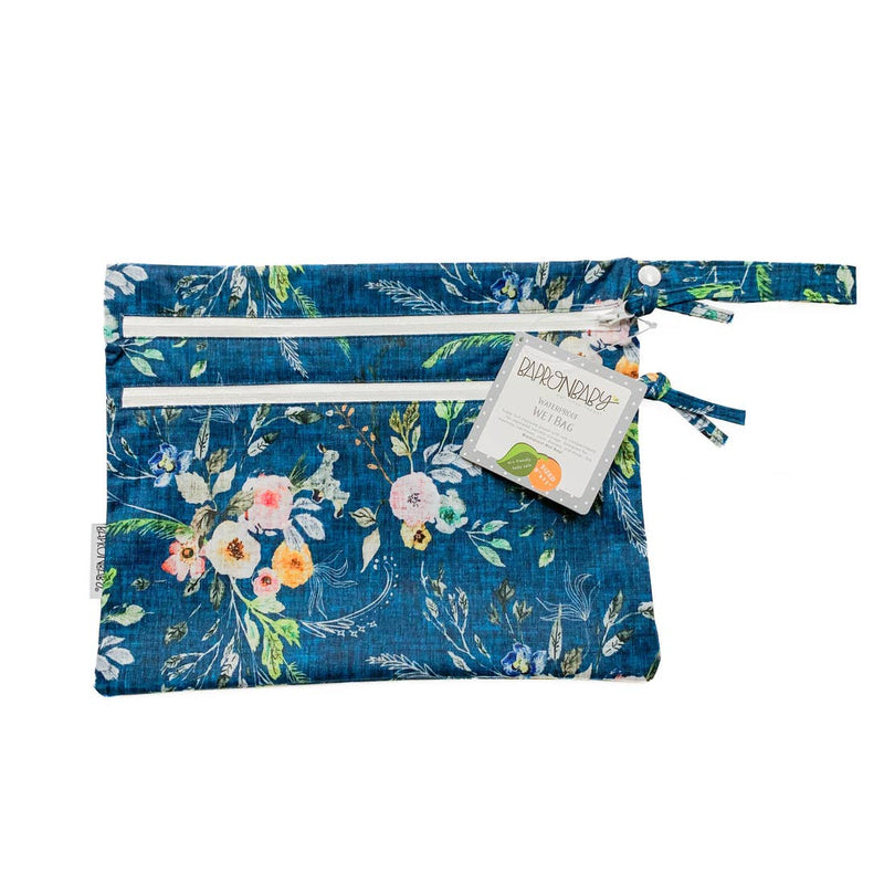 Bapronbaby boho floral waterproof wet bag against white backdrop