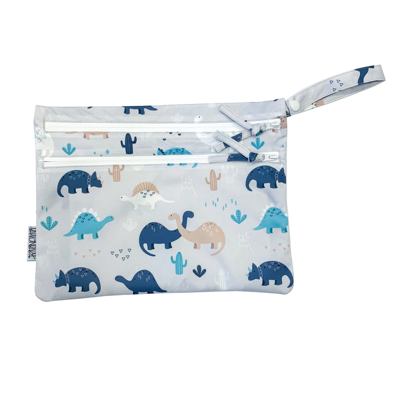 Bapronbaby desert dino waterproof wet bag against white backdrop