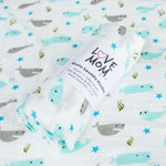 Love Mom fishies swaddle