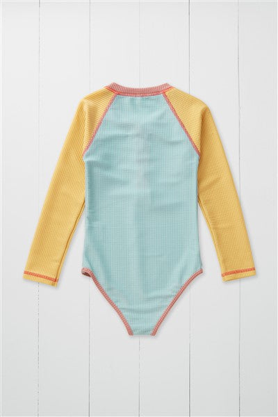 Ribbed Long Sleeve Swimsuit - Pistachio