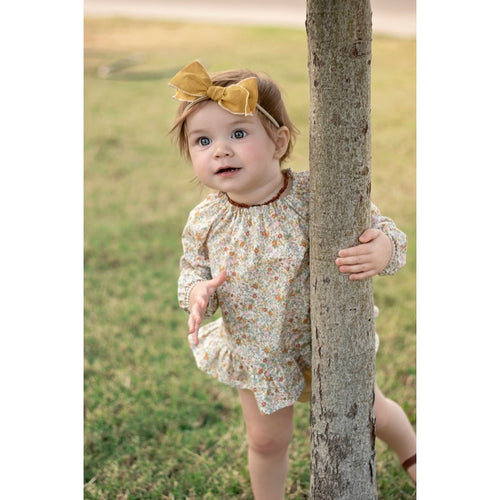 Mustard Small Hemmed-Edge Hair Bow