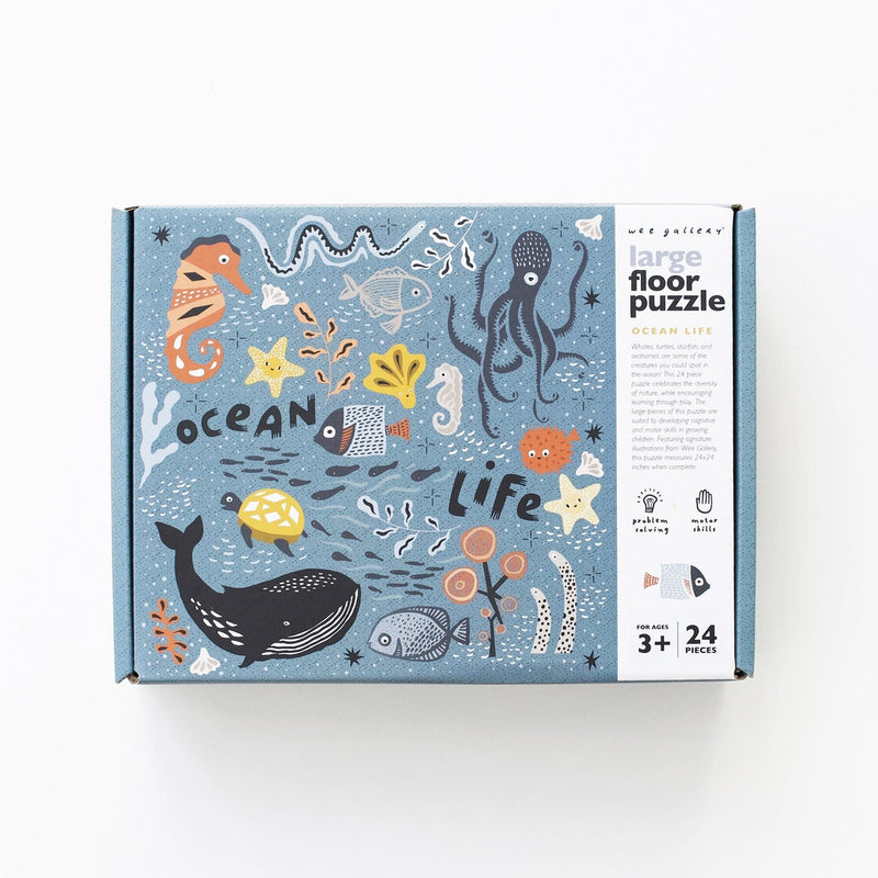 Wee Gallery ocean life floor puzzle against white backdrop 