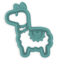 Itzy Ritzy llama silicone teether against white backdrop