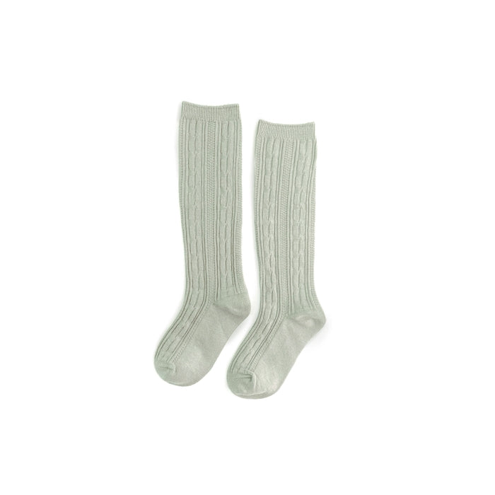 Sage Cable Knit Knee Highs