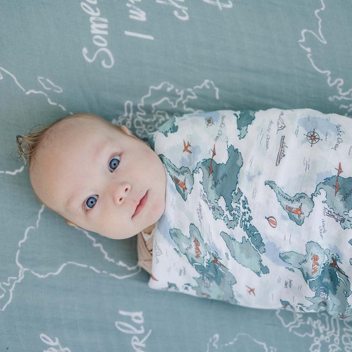 World Map/Someday Oh-So-Soft Muslin Swaddle Blanket Set