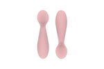 Ezpz blush tiny spoon twin pack against white backdrop