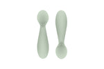 Ezpz sage tiny spoon twin pack against white backdrop