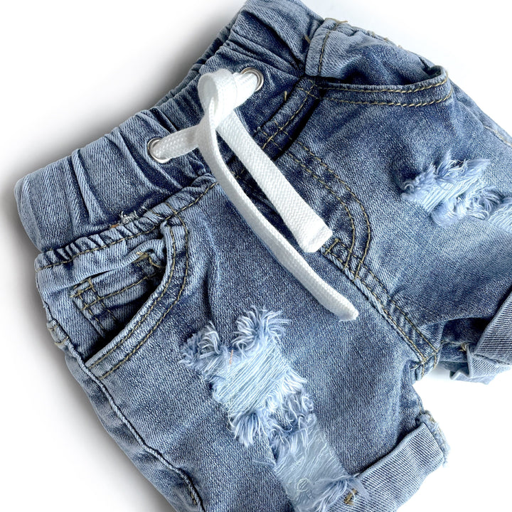 Distressed Denim Shorts