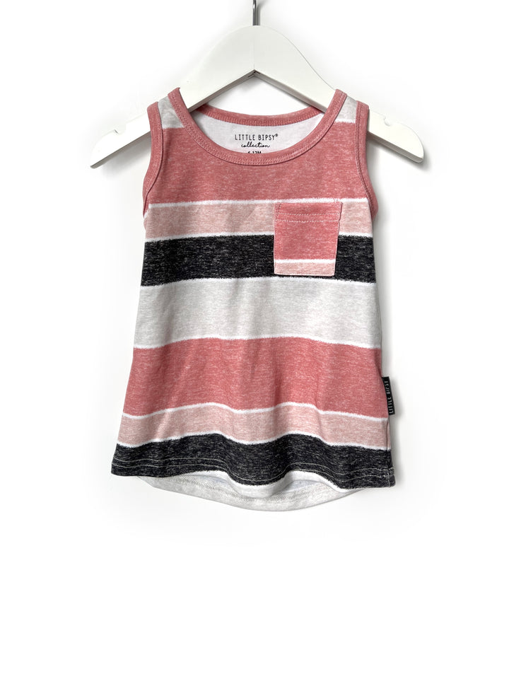 Washed Stripe Pocket Dress - Pink