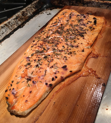 Cedar-planked Salmon with Lift Flavours' Blueberry & Thyme Sea Salt