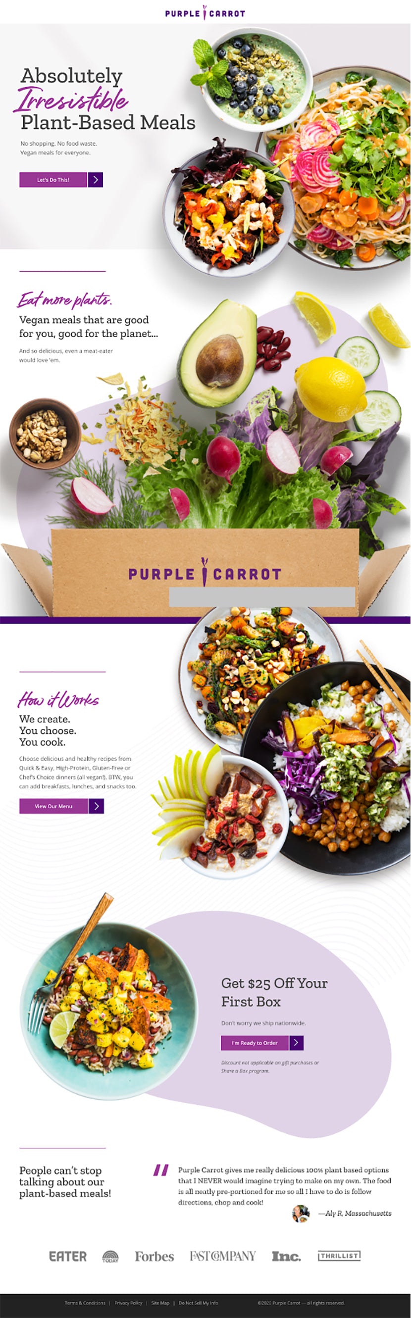 Purple Carrot landing page