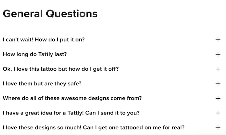 voorbeeld veelgestelde vragen webshop Tattly
