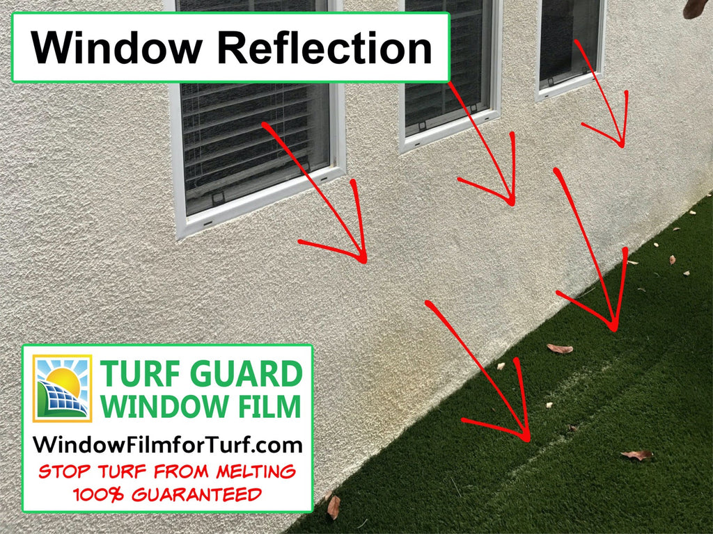 Low E Windows Melting Artificial Grass 