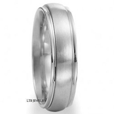 10K WHITE GOLD MENS WEDDING BAND RING 6MM