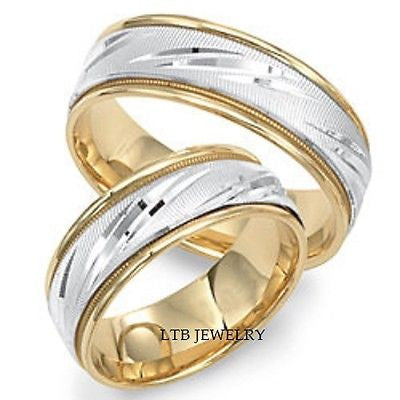 14K TWO TONE GOLD MATCHING BANDS SET HIS HERS