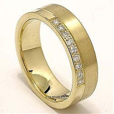 MENS 10K YELLOW GOLD DIAMOND WEDDING BAND RING 6MM