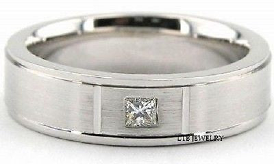 950 PLATINUM MENS DIAMOND WEDDING BAND RING 6MM
