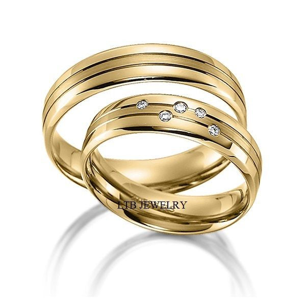 Mens Womens 10k Gold Matching Wedding Bands Set His Hers Wedding