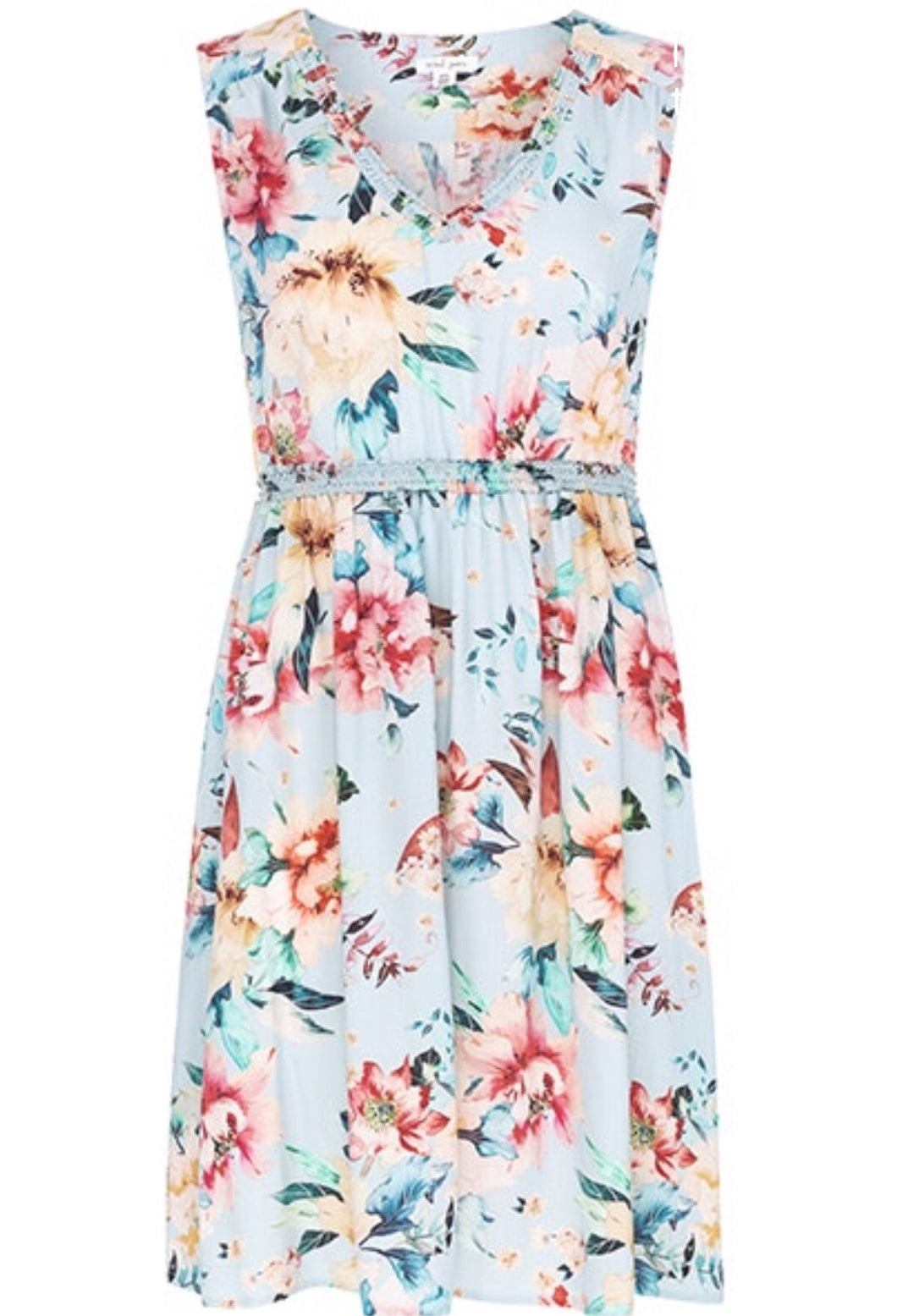 Floral Mint V neck Dress
