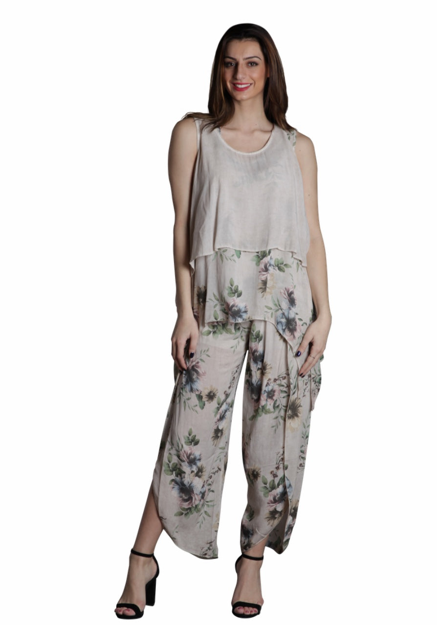 Floral Slit Pant Dust PINK