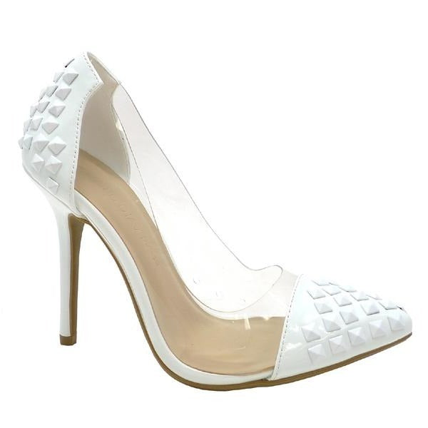white studded pumps