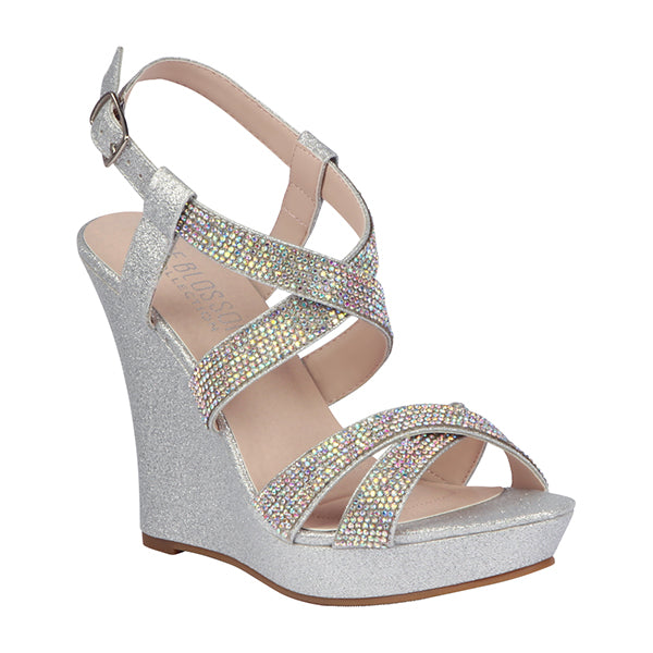 silver sparkly wedges