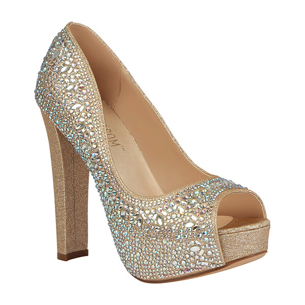 nude sparkly heels