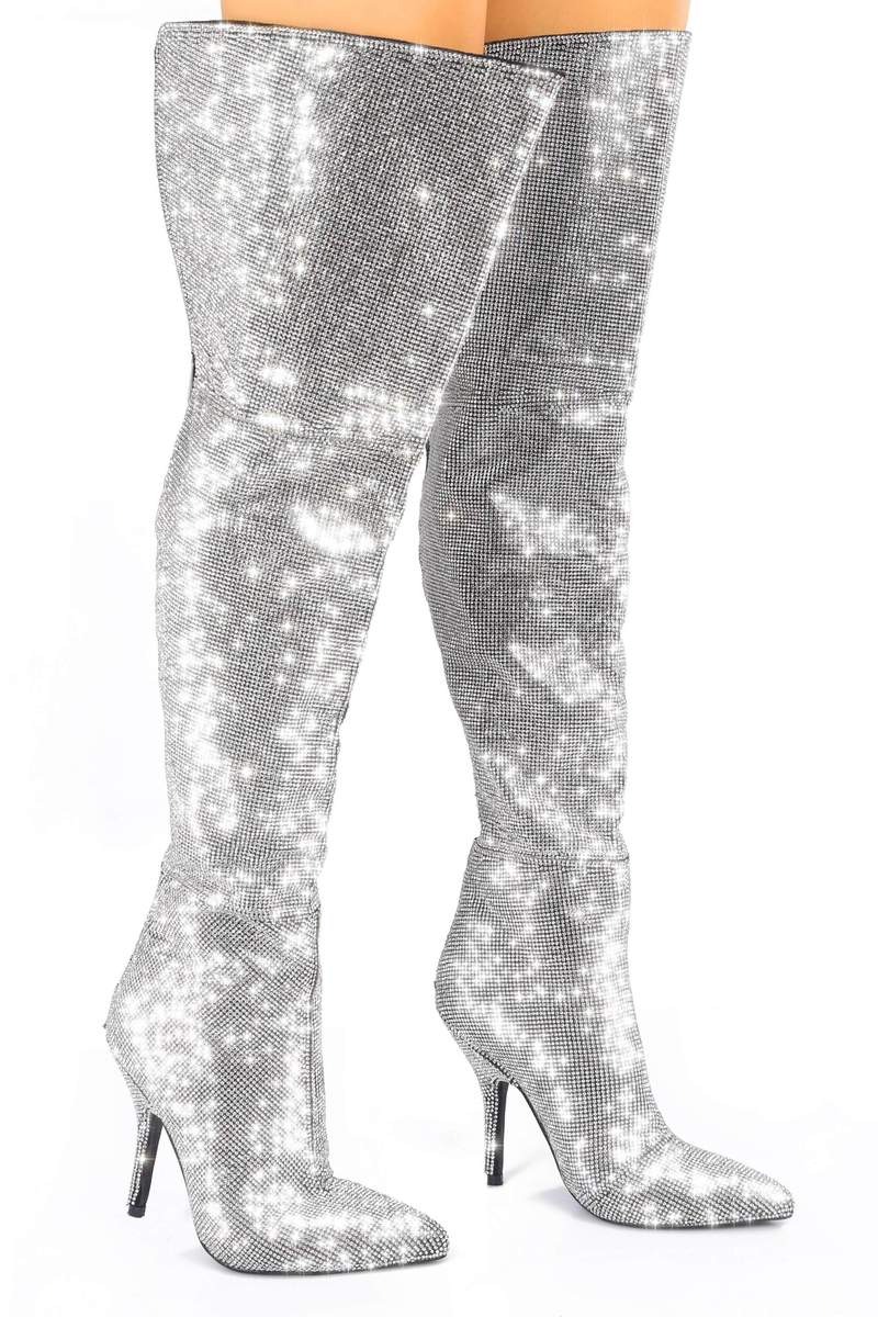 over the knee sparkly boots