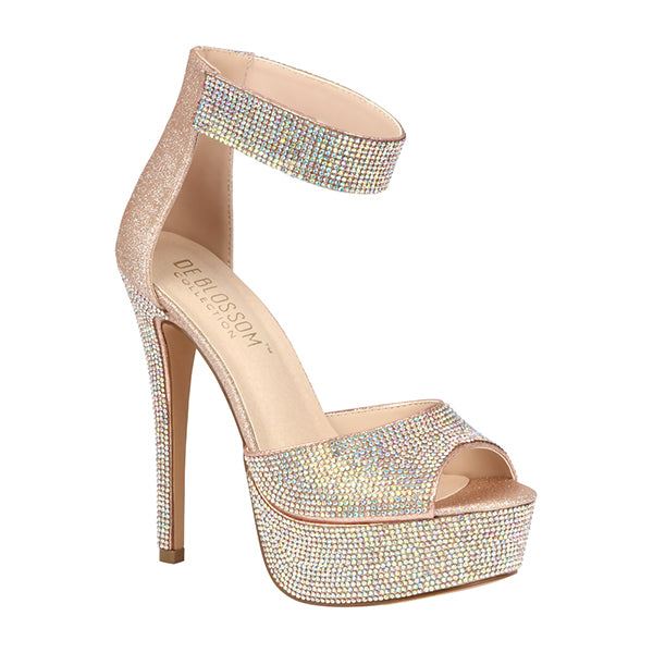 blush rhinestone heels