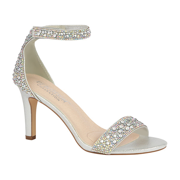 silver rhinestone low heels