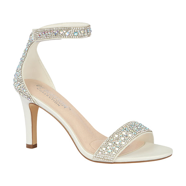 white rhinestone heels