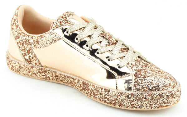gold sparkly pumps