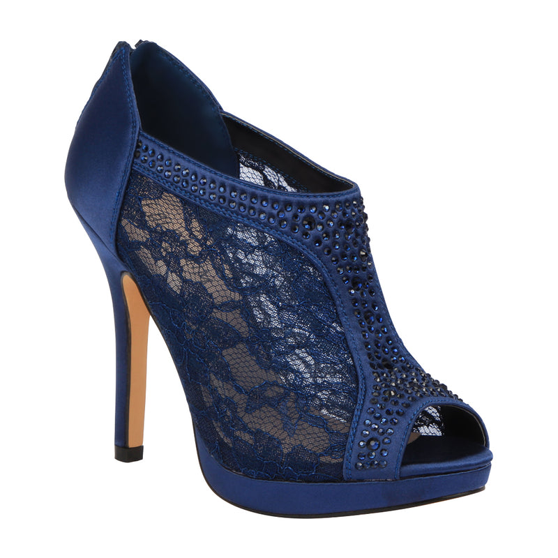 navy blue lace heels