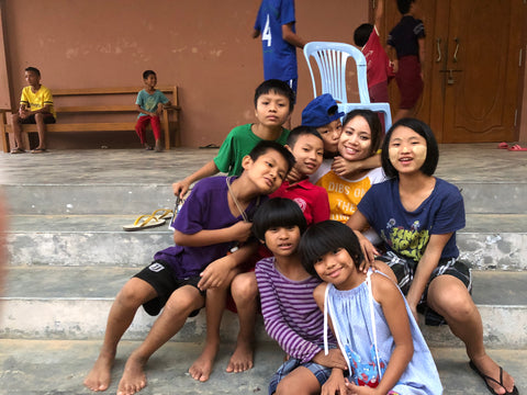 Tammy Dominik with kids in Myanmar