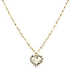 14K GOLD DIPPED CRYSTAL ACCENTED LOVE HEART PENDANT NECKLACE