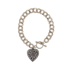 PEWTER MOM HEART CHARM TOGGLE BRACELET