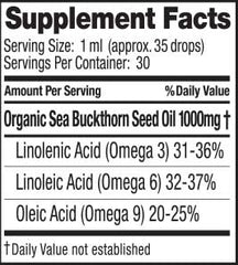 SeabuckWonders Pure Sea Buckthorn Seed Oil Nutrition Facts