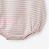 Blush Mini Stripe Cotton Knit Baby Bubble Romper