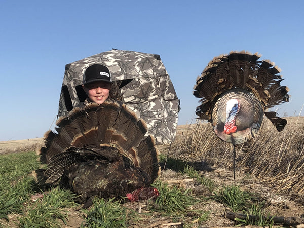 Heads Up Decoy Turkey hunting from a blind